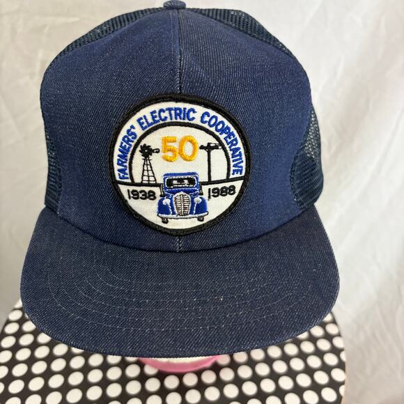 Farmers' Electric Cooperative Patch Logo Vintage Trucker Snapback Hat USA - Picture 1 of 6